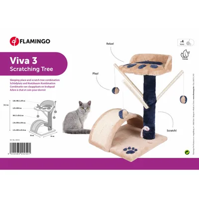 Arbre a chat viva 3, taille 36 x 36 cm hauteur 54 cm, couleur beige.