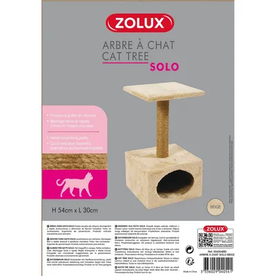 Arbre à chat 30 x 30 cm x hauteur 50 cm beige  pour chats et chatons.