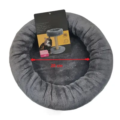 Arbre à chat 2 en 1, ø 35 cm x hauteur 45 cm, couleur gris, pour chats et c