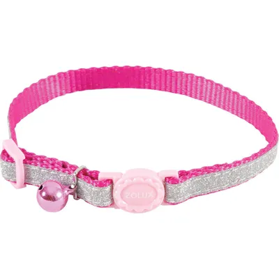 Collier SHINY nylon réglable de 17 à 30 cm rose pour chat