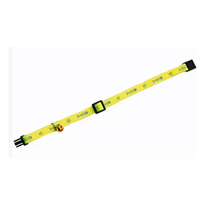 Collier réglable de 20 à 35 cm jaune  motif poisson  + clochette pour chat