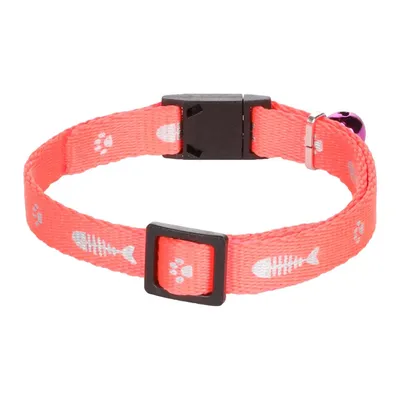 Collier réglable de 20 à 35 cm rose  motif poisson  + clochette pour chat