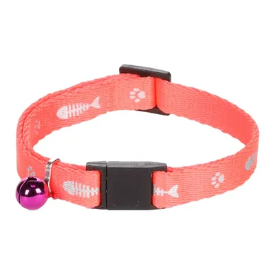 Collier pour chat réglable 20 à 35 cm rose motif poisson avec clochette – s