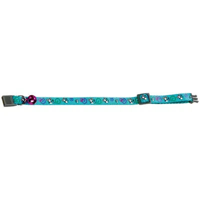 Collier réglable de 20 à 35 cm turquoise avec motif souris pour chat