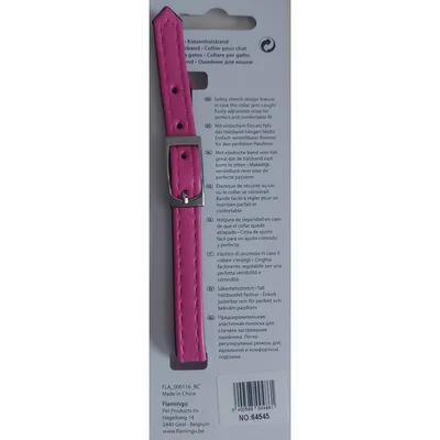 Collier 30 cm x 11 mm rose avec strass et clochette pour chat