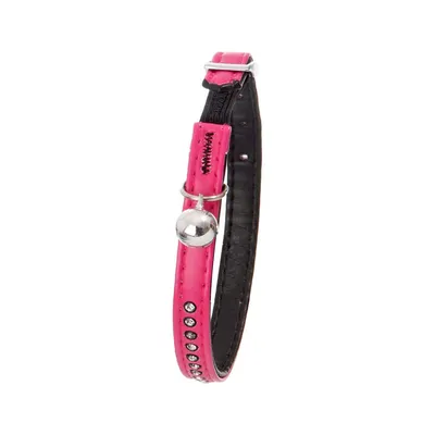 Collier 30 cm x 11 mm rose avec strass et clochette pour chat