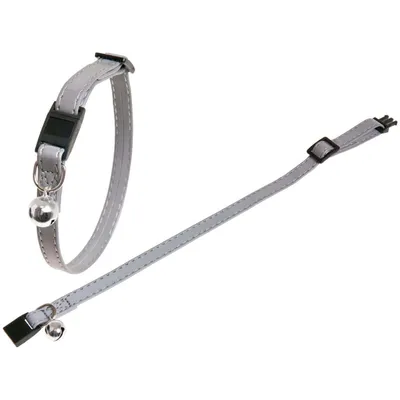 Collier réfléchissant gris avec clochette pour chat réglable 19 à 30 cm – F