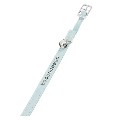 Collier 30 cm x 11 mm  clair avec strass et clochette pour chat