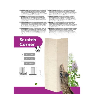 Flamingo - Planche Grattoir Sisal pour Chat, Beige 28 x 52 cm + catnip.