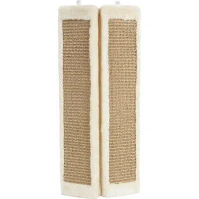 Griffoir d'angle beige 24 x 56 cm, pour chat