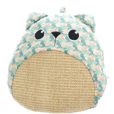 Griffoir en sisal naturel tissu feuille vert 36 x 34 x 7 cm, pour chat