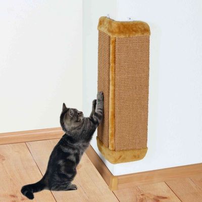 Griffoir d'angle brun 32 x 60 cm, pour chat.