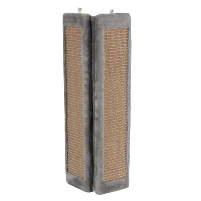 Griffoir d'angle gris 24 x 56 cm, pour chat