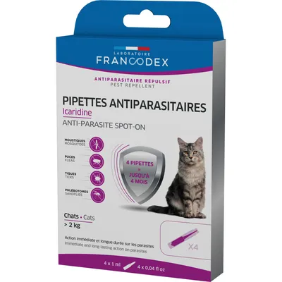 Francodex - 4 pipettes antiparasitaires Icardine pour chats plus de 2 kg