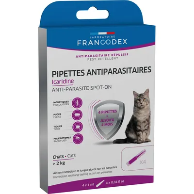 4 pipettes antiparasitaires Icardine pour chats plus de 2 kg