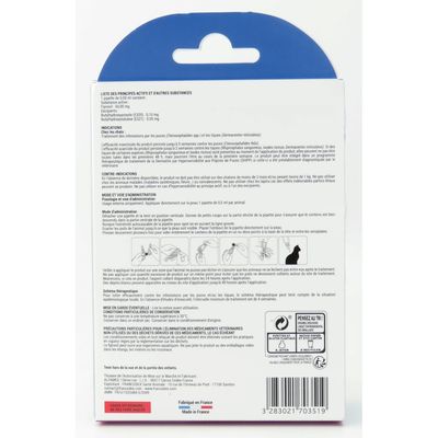 4 pipettes de 0.5 ml Fipromedic 50 mg pour chats antiparasitaire.