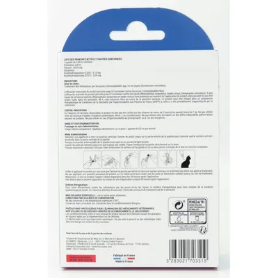 4 pipettes de 0.5 ml Fipromedic 50 mg pour chats antiparasitaire.