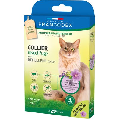 Collier Insectifuge  Pour Chats de plus de 2 kg longueur 35 cm formule renf