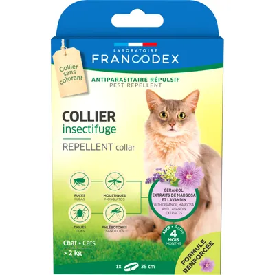 Collier Insectifuge  Pour Chats de plus de 2 kg longueur 35 cm formule renf