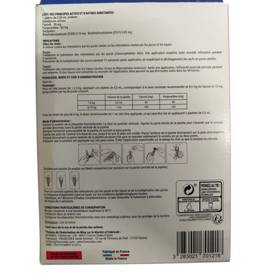 4 pipettes anti puces Fiprovet duo pour chat