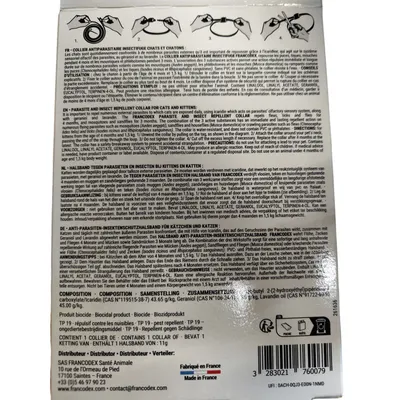 Francodex - Collier Antiparasitaire icaridine 35 cm couleur rose Pour Chats