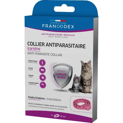 Francodex - Collier Antiparasitaire icaridine 35 cm couleur rose Pour Chats