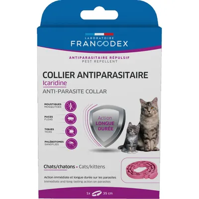 Francodex - Collier Antiparasitaire icaridine 35 cm couleur rose Pour Chats