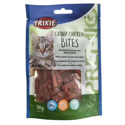 Bouchées de poulet à l'herbe à chat 50 gr pour chat