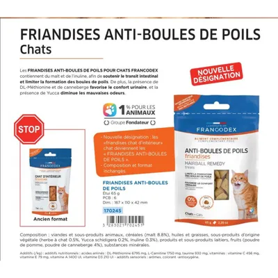Francodex - Friandises Anti boules de poils Pour Chatons et Chats d'intérie