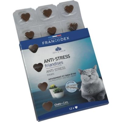 Friandises anti-stress en forme de coeur x12, pour chats
