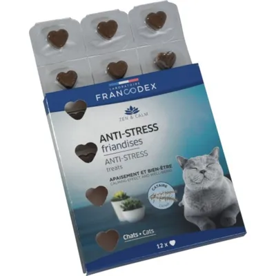 Friandises anti-stress en forme de coeur x12, pour chats