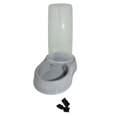 Distributeur mixte 650 ml, eau ou croquettes, gris en plastique, pour chien