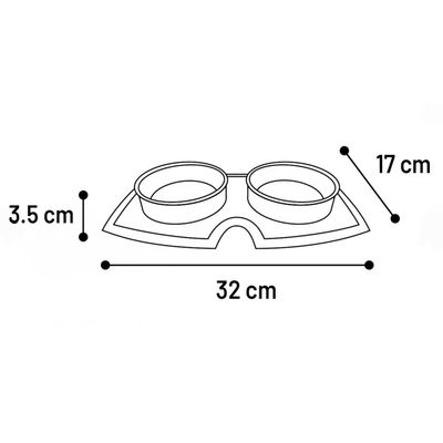 Gamelle et abreuvoir 210ml avec tapis en silicone anti-dérapant pour chat