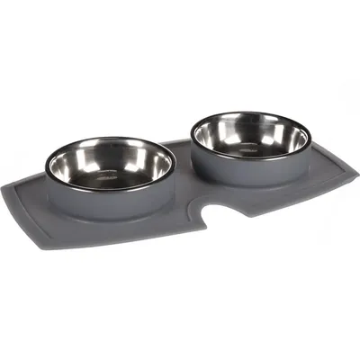 Gamelle et abreuvoir 210ml avec tapis en silicone anti-dérapant pour chat