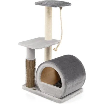 GIANTEX Arbre à Chat 93CM à 3 Niveaux avec Grattoir en Sisal, Perchoir