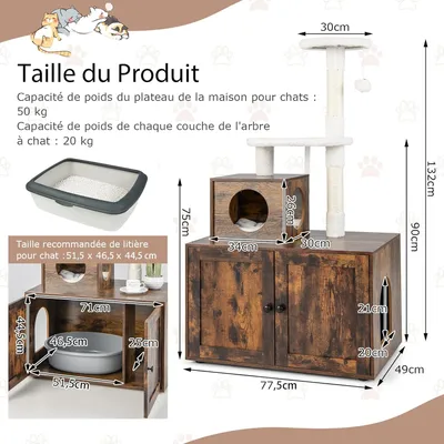 GIANTEX Arbre à Chat avec Coussin, Balle Suspendue, Niche