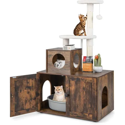 GIANTEX Arbre à Chat avec Coussin, Balle Suspendue, Niche