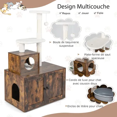 GIANTEX Arbre à Chat avec Coussin, Balle Suspendue, Niche