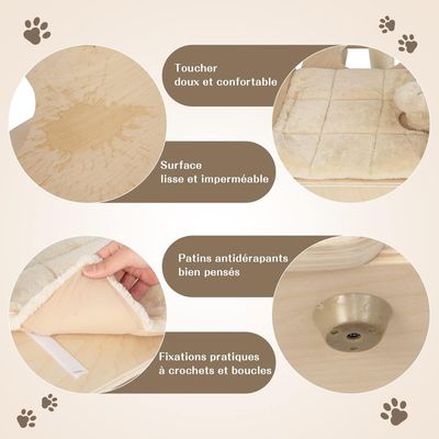 GIANTEX Arbre à Chat 155 CM en Bois Massif 3 Niveaux avec Poteaux en Sisal