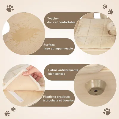 GIANTEX Arbre à Chat 155 CM en Bois Massif 3 Niveaux avec Poteaux en Sisal