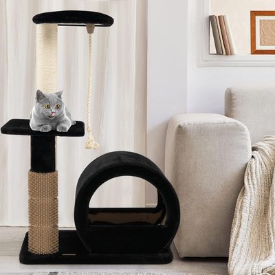 GIANTEX Arbre à Chat 93CM à 3 Niveaux avec Grattoir en Sisal, Perchoir