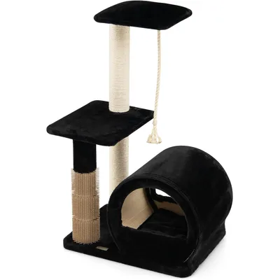 GIANTEX Arbre à Chat 93CM à 3 Niveaux avec Grattoir en Sisal, Perchoir