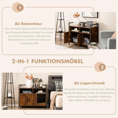 GIANTEX Katzenschrank Mit Türen, Metallrahmen & Kratzbrett Für Innen