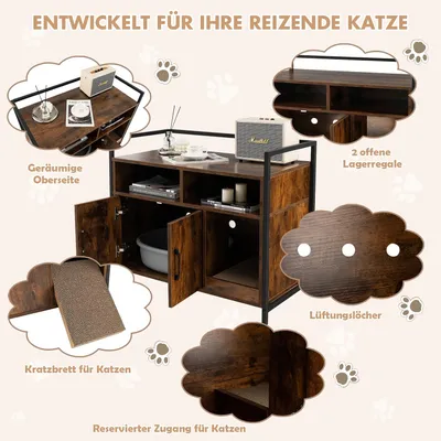 GIANTEX Katzenschrank Mit Türen, Metallrahmen & Kratzbrett Für Innen GIANTEX Katzenschrank Mit Türen, Metallrahmen & Kratzbrett Für Innen