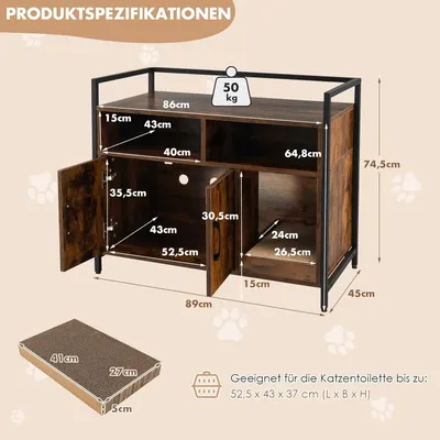 GIANTEX Katzenschrank Mit Türen, Metallrahmen & Kratzbrett Für Innen GIANTEX Katzenschrank Mit Türen, Metallrahmen & Kratzbrett Für Innen
