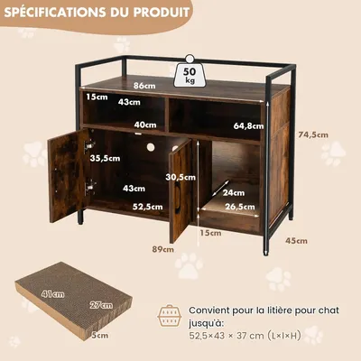 GIANTEX Maison de Toilette pour Chat Armoire en Acier