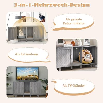 GIANTEX 3-in-1-Katzenklo, 2 Türen Mit Abnehmbaren Beinen