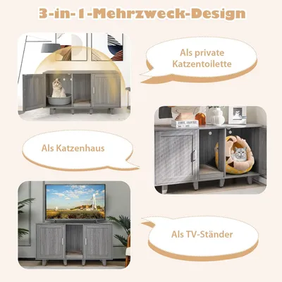 GIANTEX 3-in-1-Katzenklo, 2 Türen Mit Abnehmbaren Beinen