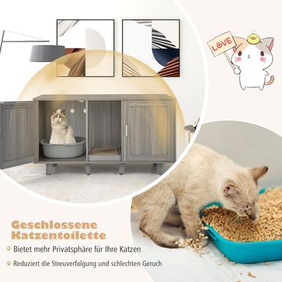 GIANTEX 3-in-1-Katzenklo, 2 Türen Mit Abnehmbaren Beinen