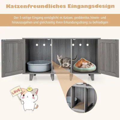 GIANTEX 3-in-1-Katzenklo, 2 Türen Mit Abnehmbaren Beinen
